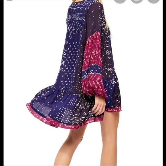 Free People Shibori Long Sleeve Tunic Dress - Picture 2 of 6